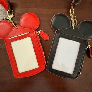 Mickey Ear ID Card Holder Wristlet - Red and Black